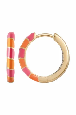 Creole 925 Silber vergoldet Email in pink und orange 41185185955934