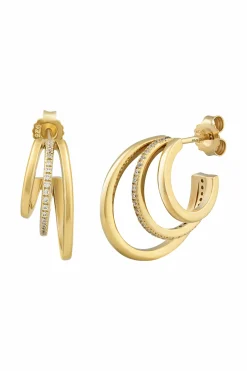 Creole 925 Silber vergoldet Triple Design mit Zirkonia 41185105739870