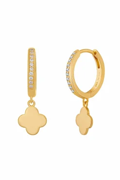 Creole 925 Sterling Silber gelb vergoldet Kleeblatt Zirkonia 41184874627166