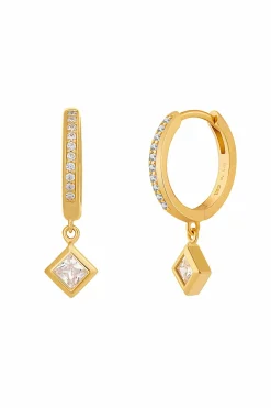 Creole 925 Sterling Silber gelb vergoldet Zirkonia Raute 41184943931486