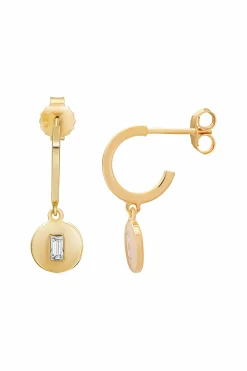 Creole 925 Sterling Silber gelb vergoldet Boho Zirkonia Anhänger 41185176092766