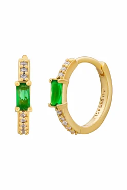 Creole 925 Sterling Silber gelb vergoldet Baguette Stein grĂŒn Zirkonia 41185176780894