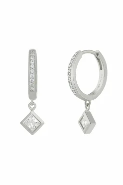 Creole 925 Sterling Silber rhodiniert Zirkonia Raute 41184945340510