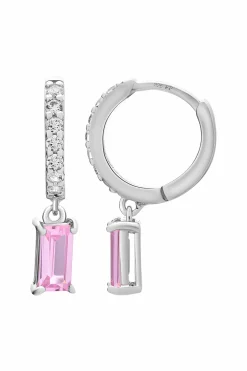 Creole 925 Sterling Silber rhodiniert mit rosa Zirkonia 41185176059998