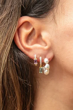 Creole 925 Sterling Silber vergoldet mit Zirkonia und Nano Turmalin 41185174061150