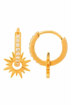 Creole 925 Sterling Silber vergoldet mit Zirkonia Einhänger Sonne 41185222918238