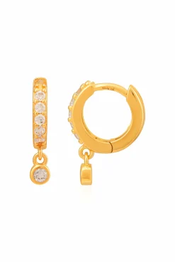 Creole 925 Sterling Silber vergoldet mit Zirkonia Anhänger 41185223049310