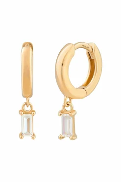 Creole 925 Sterling Silber vergoldet mit Zirkonia Baguette Anhänger 41185105641566