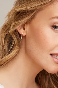 Creole 925 Sterling Silber vergoldet mit Zirkonia Baguette Anhänger 41185105641566