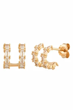 Creole 925 Sterling Silber vergoldet Double Design mit Zirkonia 41185105772638