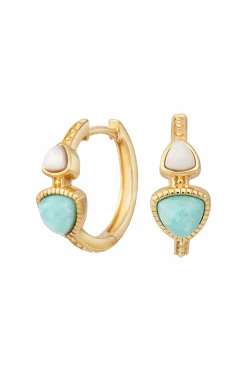 Creole 925 Sterling Silber vergoldet Dreieck Amazonit blau Achat weiß 41185021657182