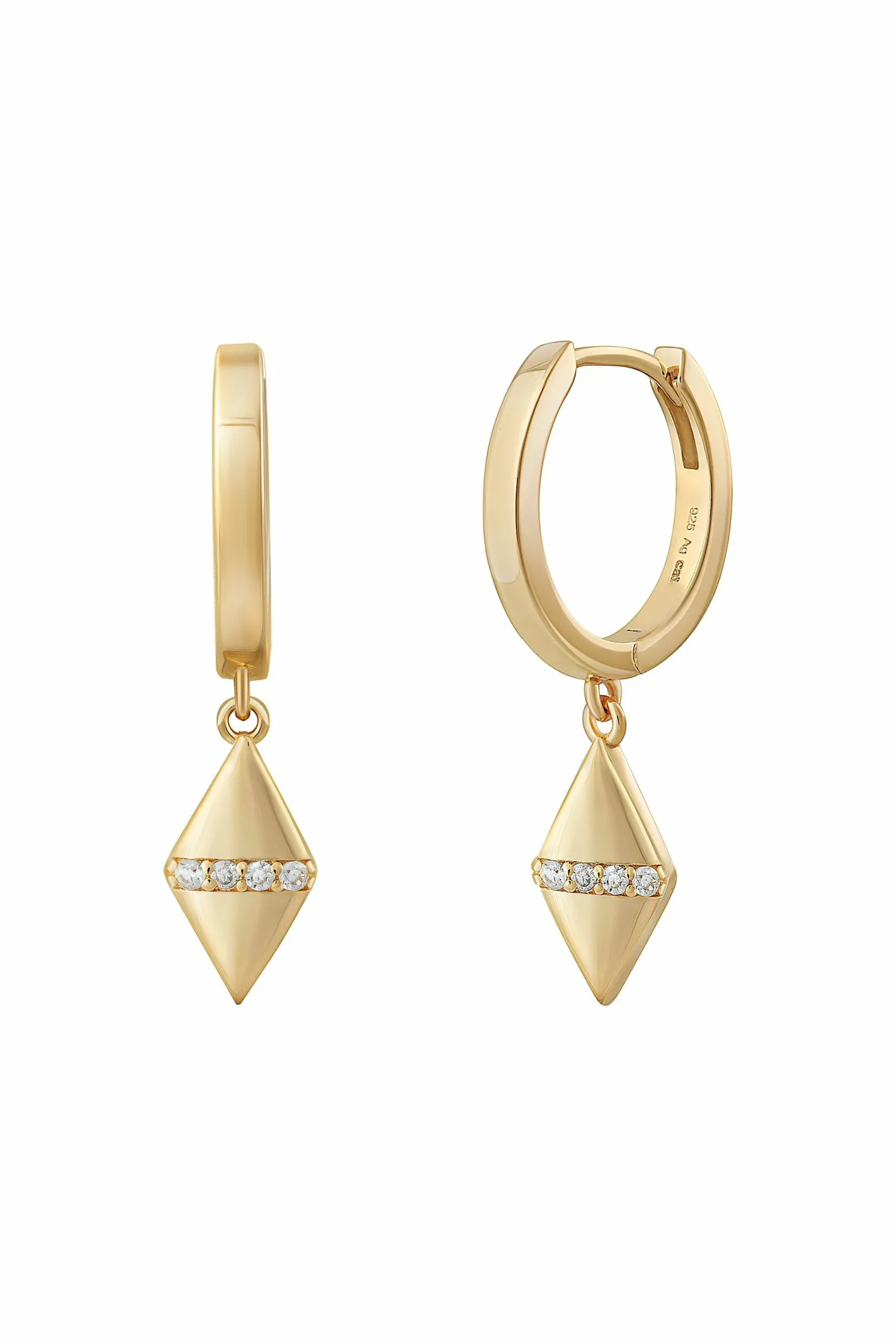 Creolen 925 Silber vergoldet Rauten Anhänger und Zirkonia 41185103282270