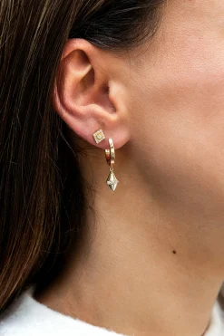 Creolen 925 Silber vergoldet Rauten Anhänger und Zirkonia 41185103282270