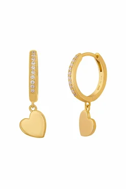 Creolen 925 Sterling Silber gelb vergoldet Herz Zirkonia 41184871546974