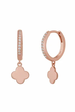 Creolen 925 Sterling Silber rosé vergoldet Kleeblatt Zirkonia 41184941899870