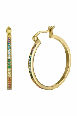 Creolen 925/-Sterling Silber vergoldet Zirkonia bunt Rainbow 41184630997086