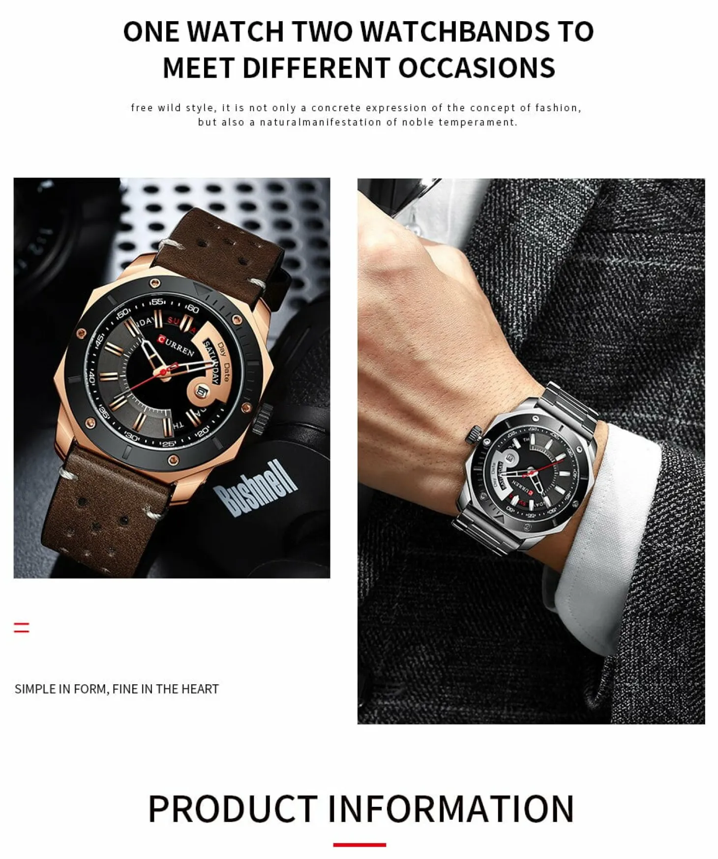 CURREN Men Quartz Wristwatch Stainless Steel 8344