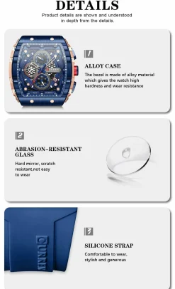 CURREN Men's Multi-Function Chronograph Quartz Watch with Silicone Strap and Date Display 8442