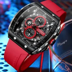 CURREN Men's Multi-Function Chronograph Quartz Watch with Silicone Strap and Date Display 8442