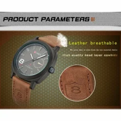 CURREN Men's Quartz Sport Watch Genuine Leather Strap Waterproof 8139