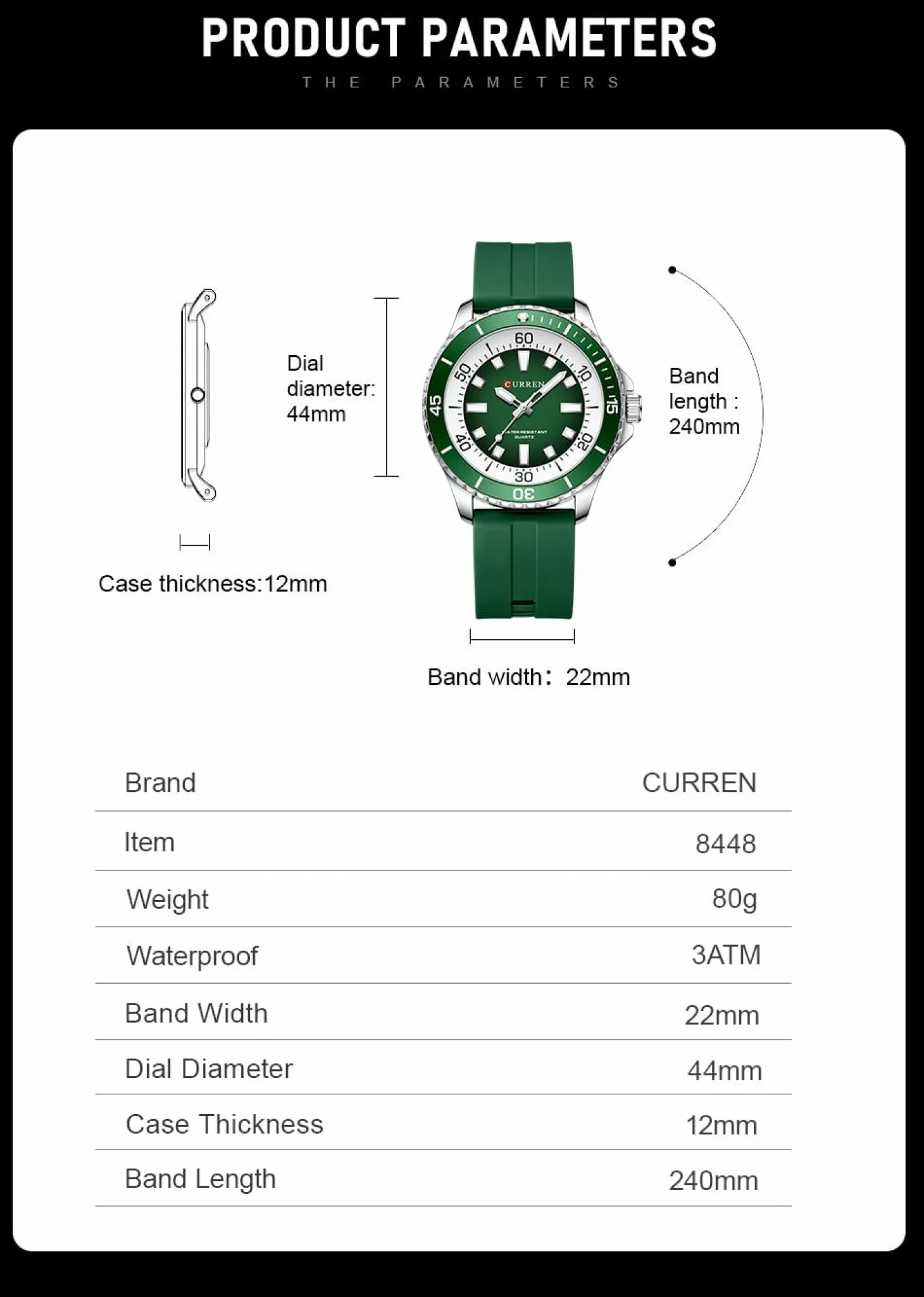 CURREN Men's Quartz Watch Casual Luminous Hands Wristwatch 8448