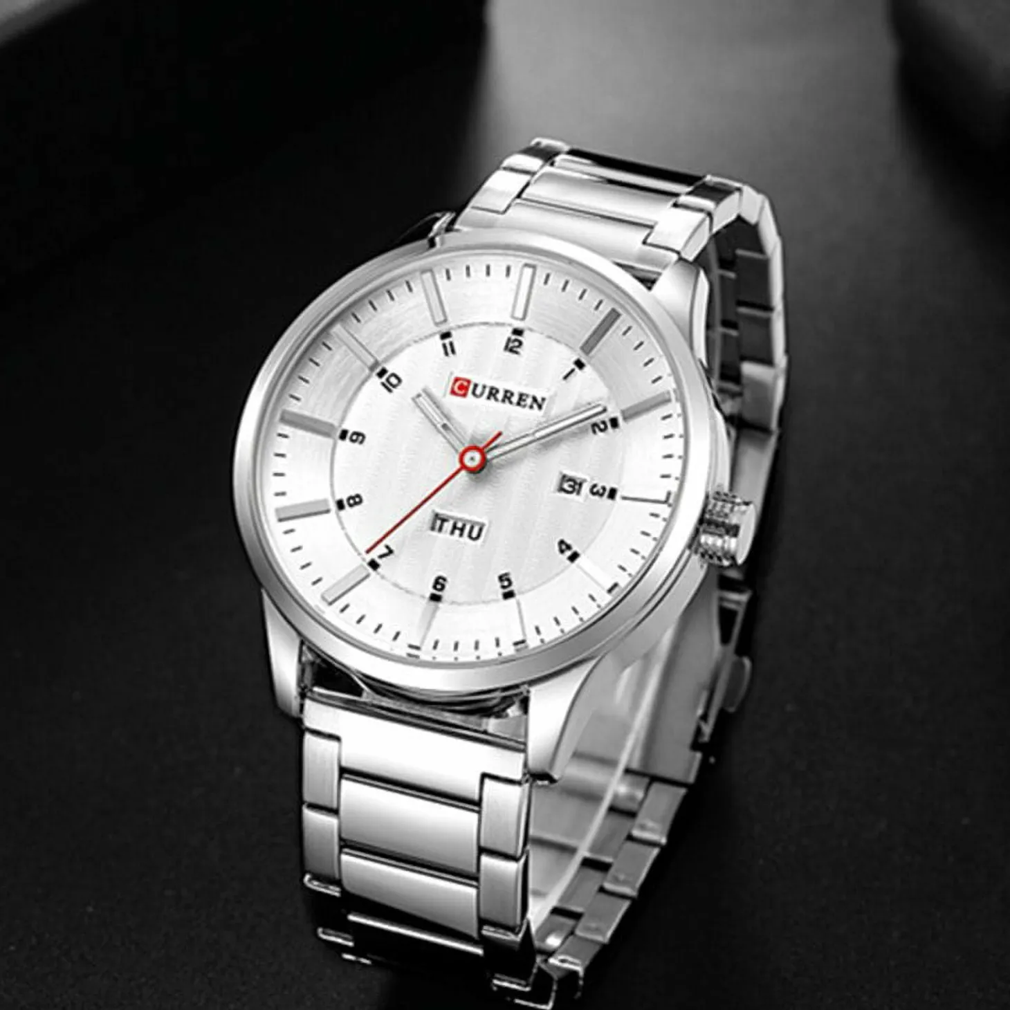 CURREN Men's Quartz Watch with Calendar - Classic Business Design, Stainless Steel Band 8316