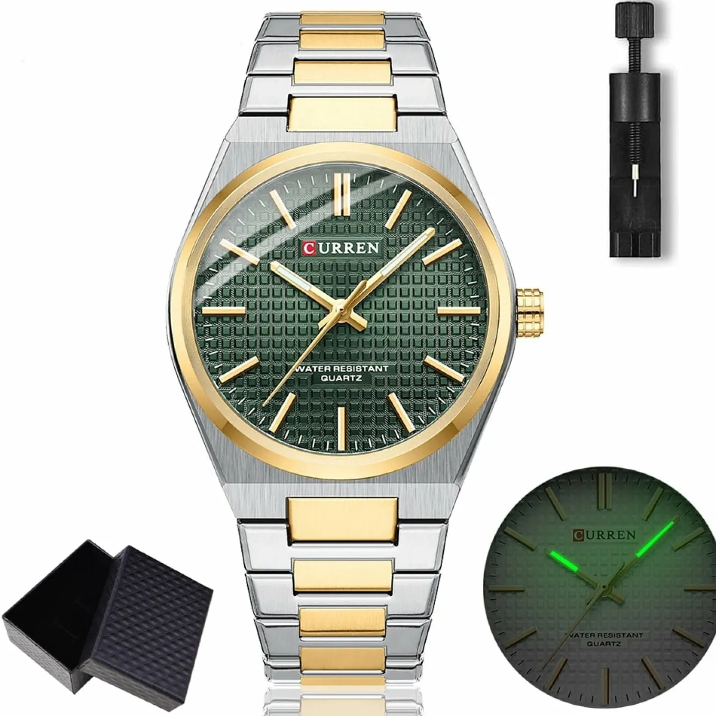 CURREN Men's Quartz Wristwatch with Stainless Steel Strap and Luminous Hands 8439