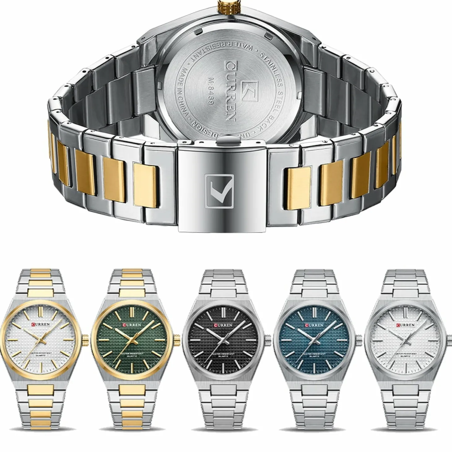 CURREN Men's Quartz Wristwatch with Stainless Steel Strap and Luminous Hands 8439