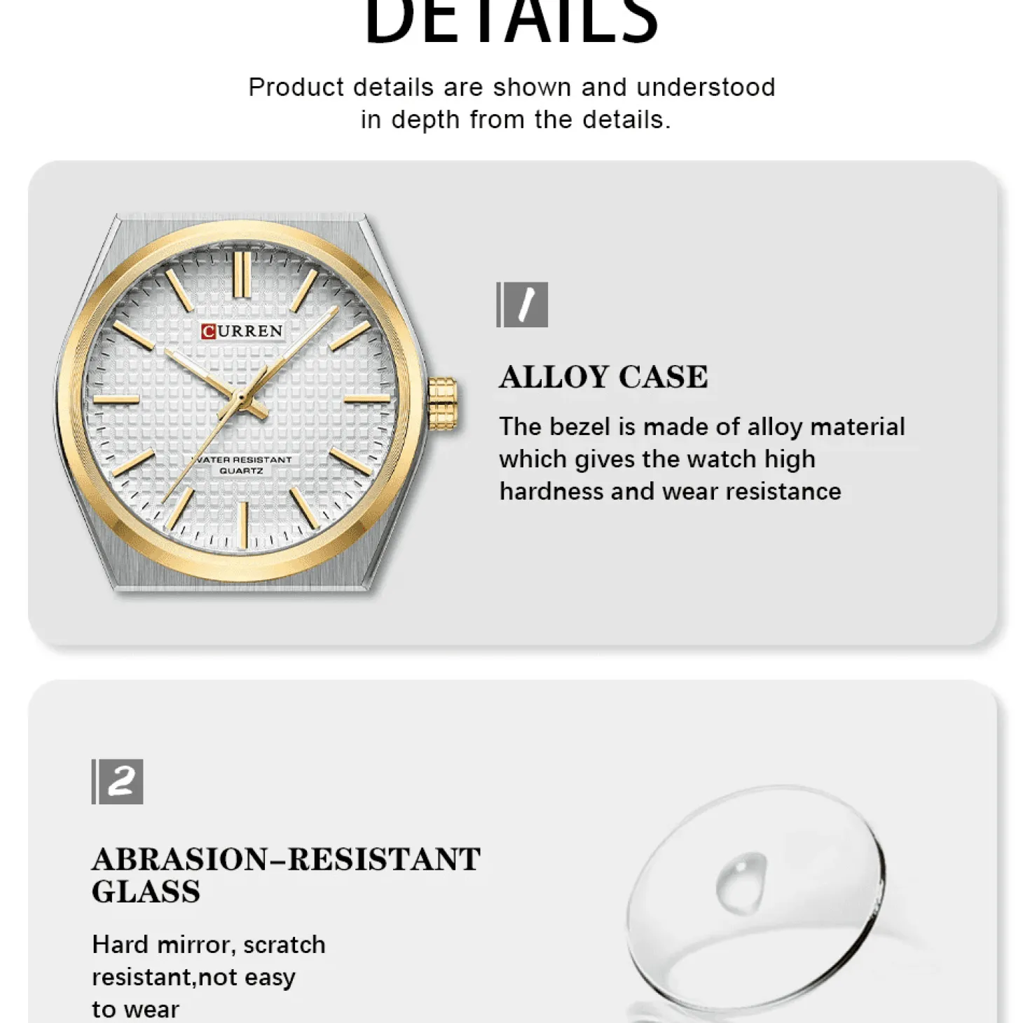 CURREN Men's Quartz Wristwatch with Stainless Steel Strap and Luminous Hands 8439