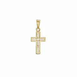 Damen Anhänger Kreuz Zirkonia Gold 802.1049