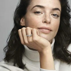 Damen Sparkling Asymmetric Wave Ring 192543C01-54