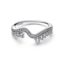Damen Sparkling Asymmetric Wave Ring 192543C01-52