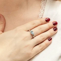 Diamonds by Ellen K. Weißgold 585 mit echtem Aquamarin und 36 Diamanten 0,09ct. Ring 41678696185950