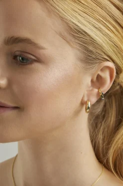 Ear Cuff 925 Silber vergoldet Hämatit Plättchen 41185015824478