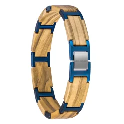 Edenhölzer Armband Holzarmband Holz Edelststahl braun blau