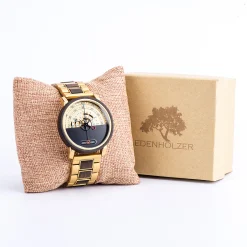 Edenhölzer Automatik Armbanduhr open life Holzuhr Nevis ED097-001