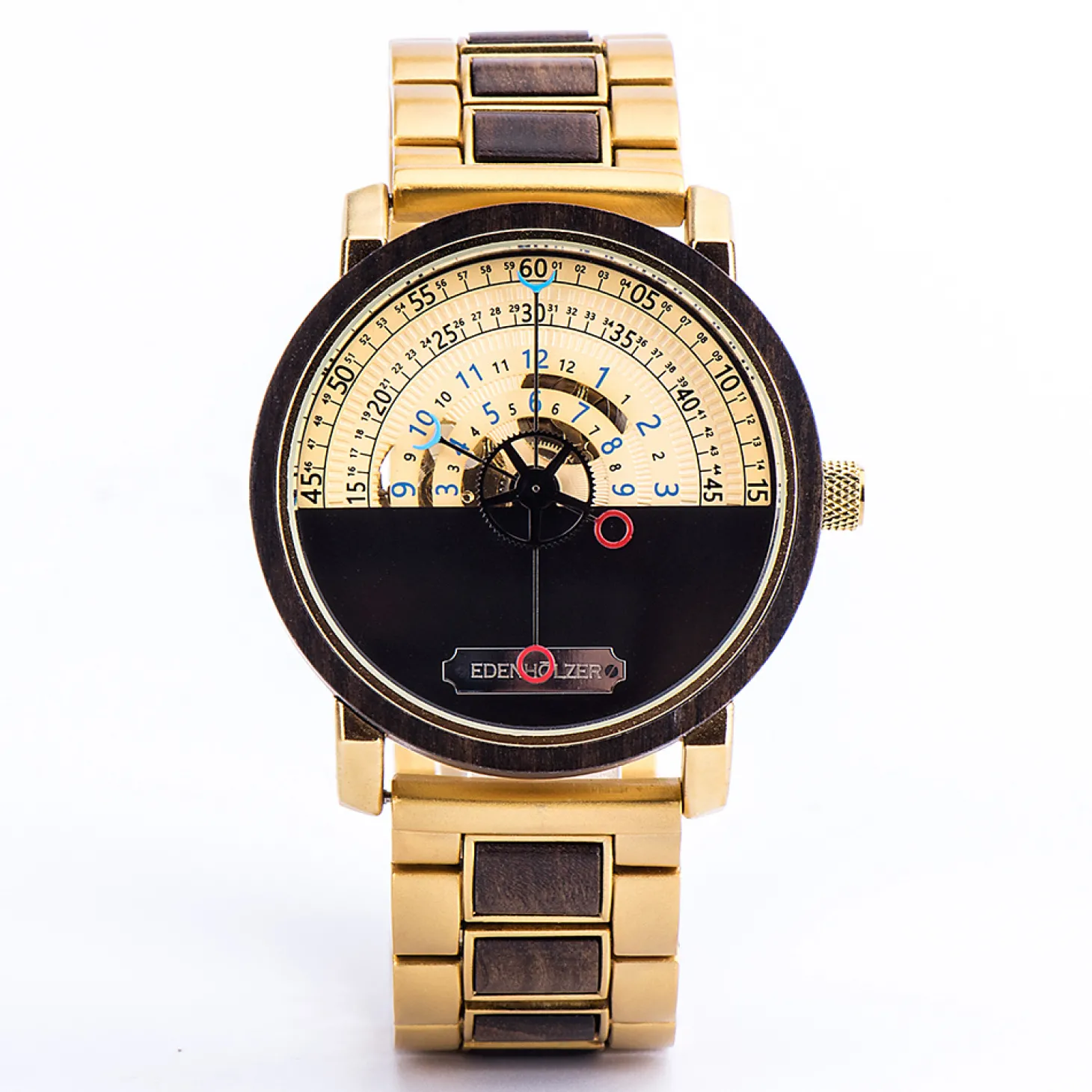 Edenhölzer Automatik Armbanduhr open life Holzuhr Nevis ED097-001