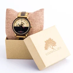 Edenhölzer Automatik Armbanduhr open life Holzuhr Nevis ED097-001