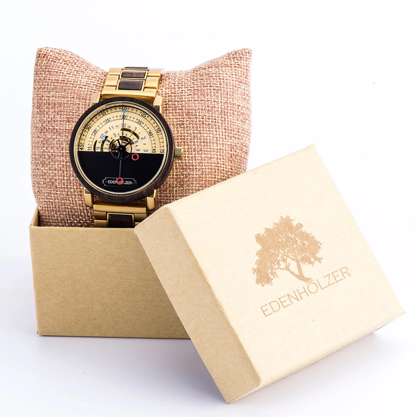 Edenhölzer Automatik Armbanduhr open life Holzuhr Nevis ED097-001