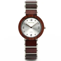 Edenhölzer Holzuhr Damen Armbanduhr Quarz Holzarmband Uhr Hardlex Flores