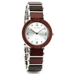 Edenhölzer Holzuhr Damen Armbanduhr Quarz Holzarmband Uhr Hardlex Flores