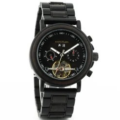 Edenhölzer Holzuhr Damen Armbanduhr Automatik Borneo Holzarmband Datumsanzeige