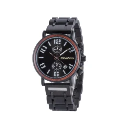 Edenhölzer Holzuhr Herren Armbanduhr Moorea Holzarmband ED090-006