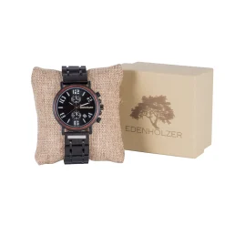Edenhölzer Holzuhr Herren Armbanduhr Moorea Holzarmband ED090-006