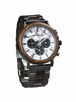Edenhölzer Holzuhr Herren Armbanduhr Chronograph Holzarmband Hardlex Martinique Datumsanzeige