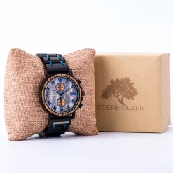 Edenhölzer Holzuhr Herren Armbanduhr Paulau Holzarmband ED090-007