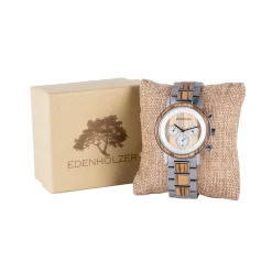 Edenhölzer Holzuhr Herren Armbanduhr Kauai Holzarmband ED098-005