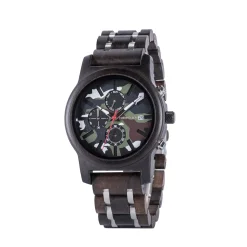 Edenhölzer Holzuhr Herren Armbanduhr Maui Camouflage Holzarmband ED096-002