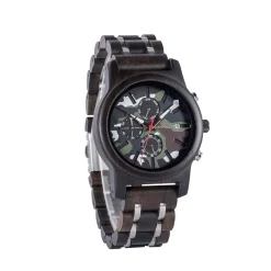 Edenhölzer Holzuhr Herren Armbanduhr Maui Camouflage Holzarmband ED096-002