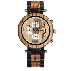 Edenhölzer Holzuhr Herren Armbanduhr Chronograph Hardlex Barbuda Datumsanzeige